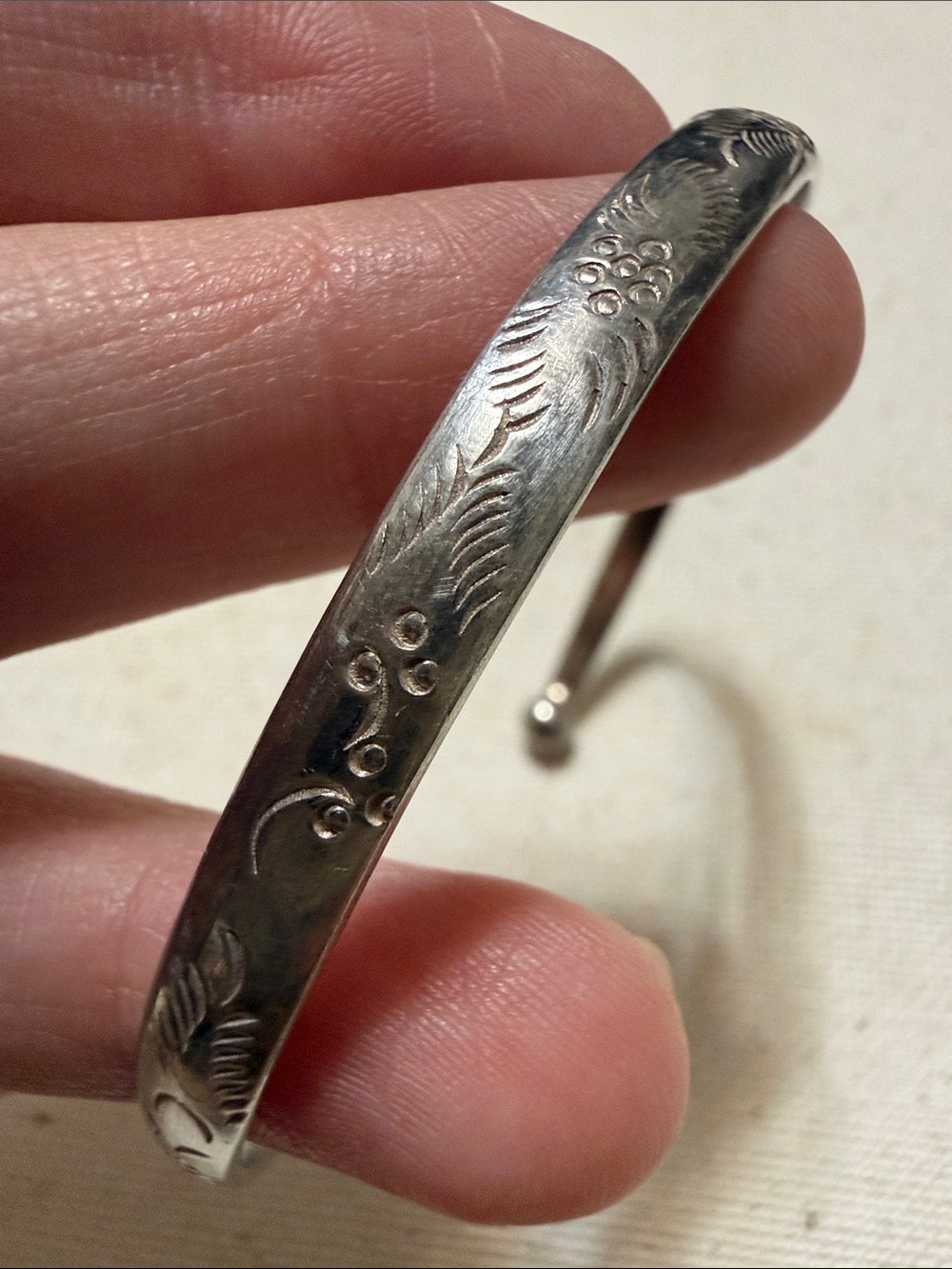 Engraved Sterling Silver 925 Cuff Bracelet - Picture 2 of 16